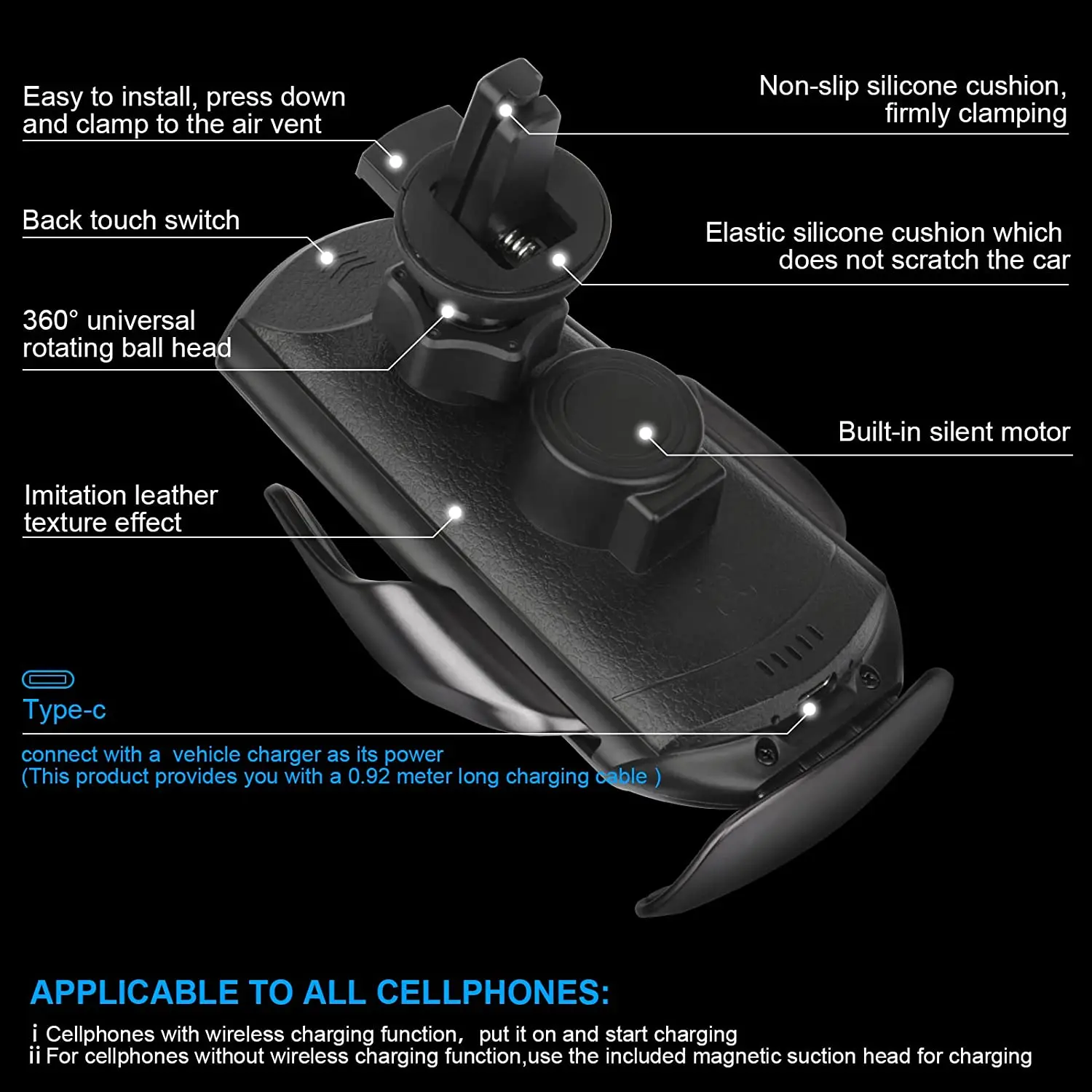 15w qi car wireless charger automatic induction fast charging air vent phone holder for iphone 13 12 11 xs xr 8 samsung s21 s20 free global shipping