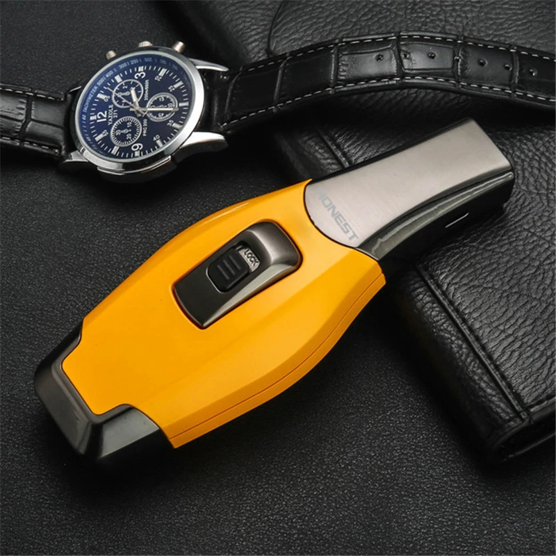 

HONEST Outdoor BBQ Lighter Gas Torch Turbo Lighter 2 Jet Butane Cigar Lighter 1300 C Spray Gun Windproof Lighter For Kitchen