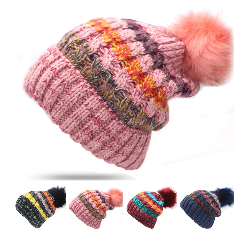 Осенне-зимние шапки для женщин и девочек, Skullies Beanies, женские шапки, теплые вязаные шапки, смешанные цвета, женская зимняя шапочка-бини, шапка