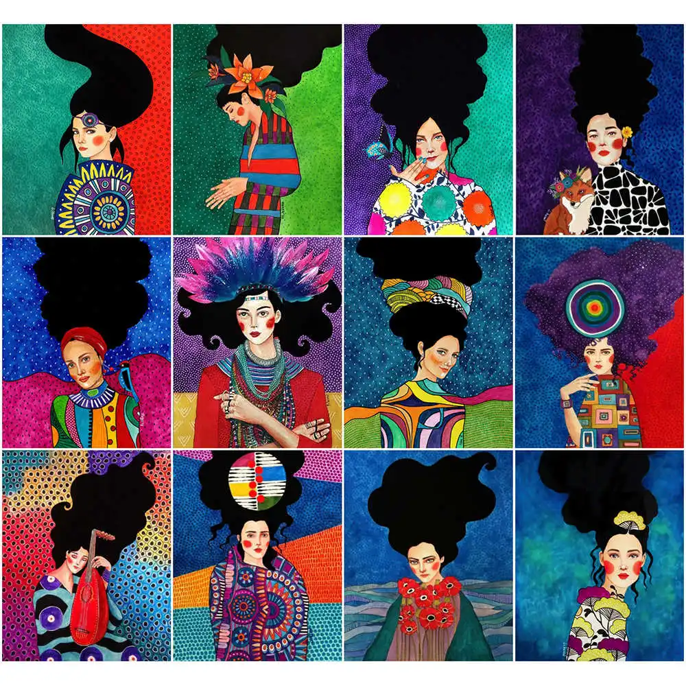 

AZQSD DIY Painting By Number Canvas Kits Portrait Abstract Art Unique Gift 40x50cm Coloring By Numbers Girl Home Decoration