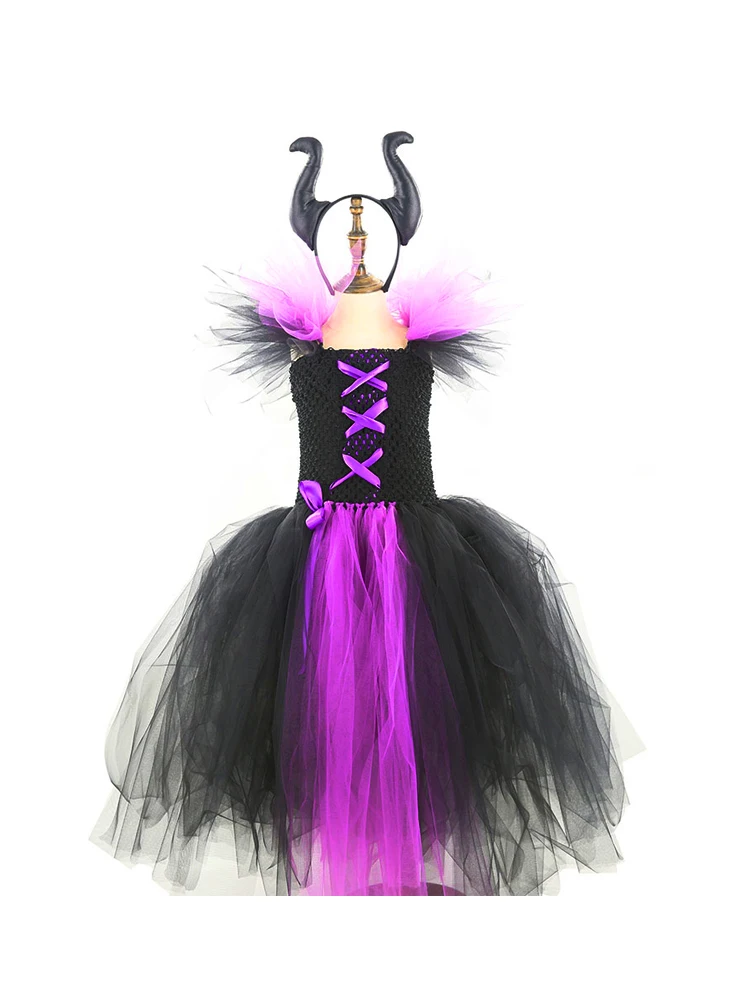 Платье-пачка Maleficent Evil Queen для девочек костюм на Хэллоуин детвечерние вечернее
