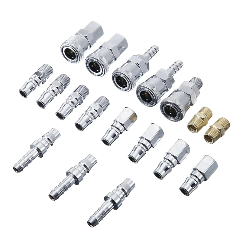 

H7JB 18pcs/set SP20 Air Line Hose Fitting BSP Air Line Fitting Male Female Thread Compressor Connector Coupler Pneumatic Tool