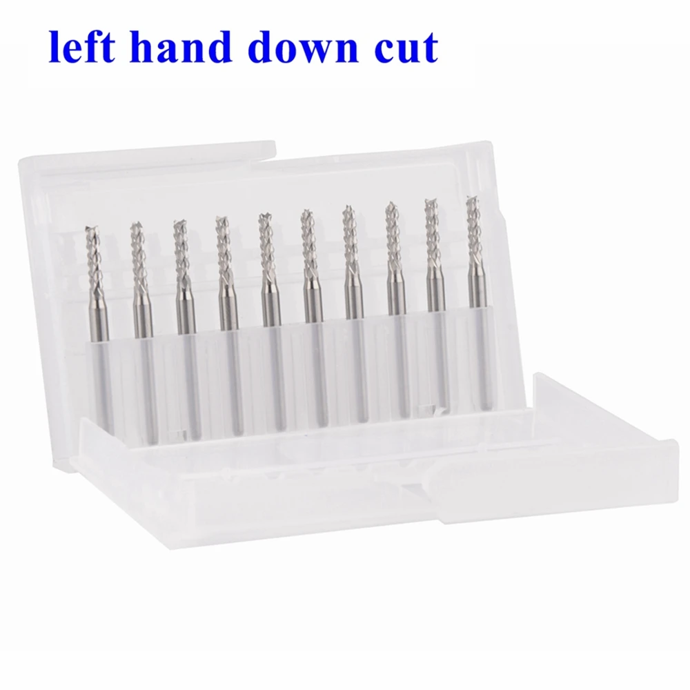 

10Pcs 3.175x2.5x10.5mm left hand down cut Corn Teeth Bit PCB Mill Cutter End Mill