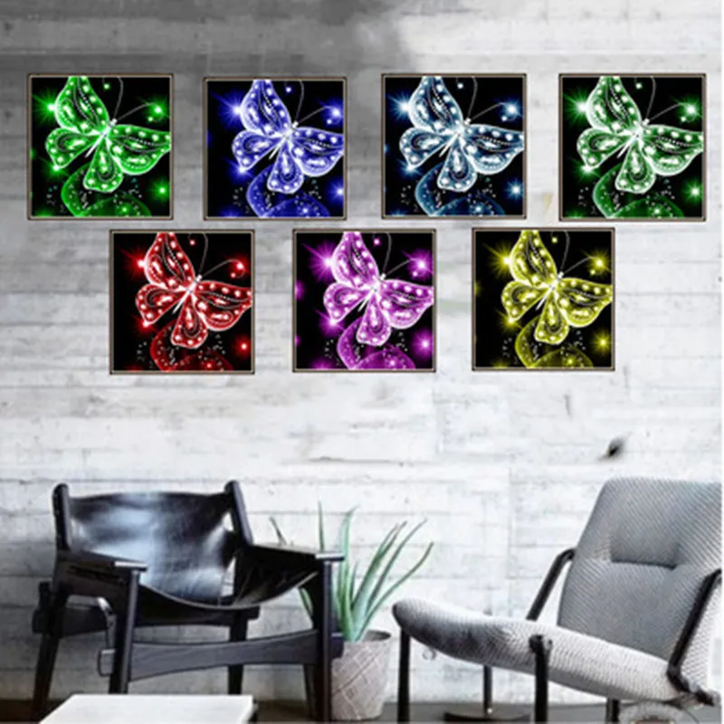 

DIY Diamond Embroidery Multi-color Butterflies Diamond painting 5D Modern Style Diamond Hanging Painting Bedroom Cross Stitch