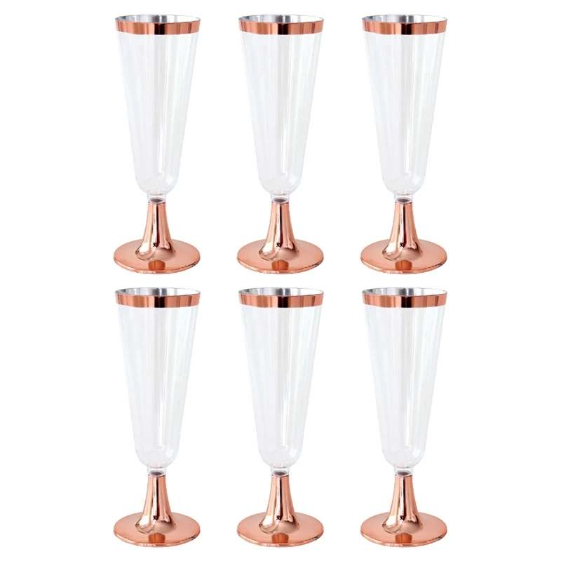 

6PC red wine wine champagne cocktail glass party drink glass flute wine glass goblet plated plastic beer whiskey glass