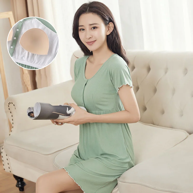 

Summer 2021 Maternity Drestpartum Breastfeeding dr Short Sleeve Dr Women Nursing Clothes Pajamas For Pregnant Women