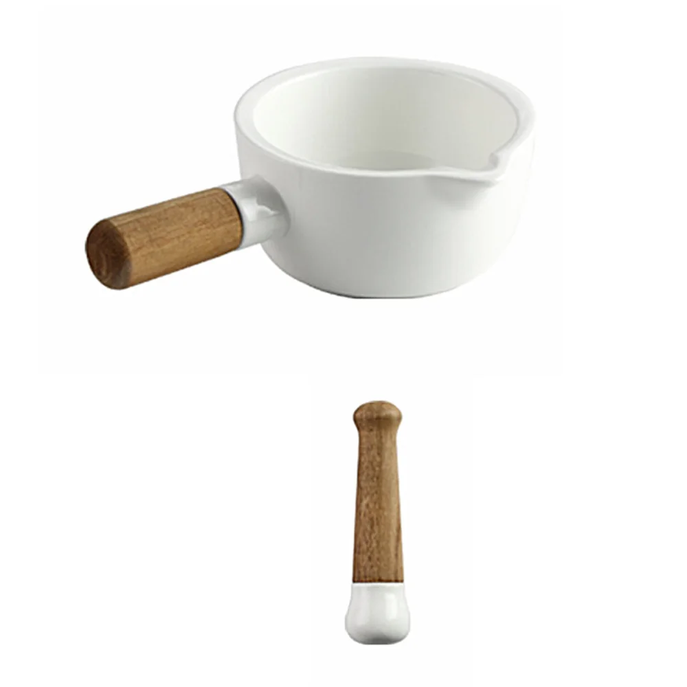 

1Pc Manual Garlic Crusher Garlic Mincer Spice Grind Bowl with Pestle (White)