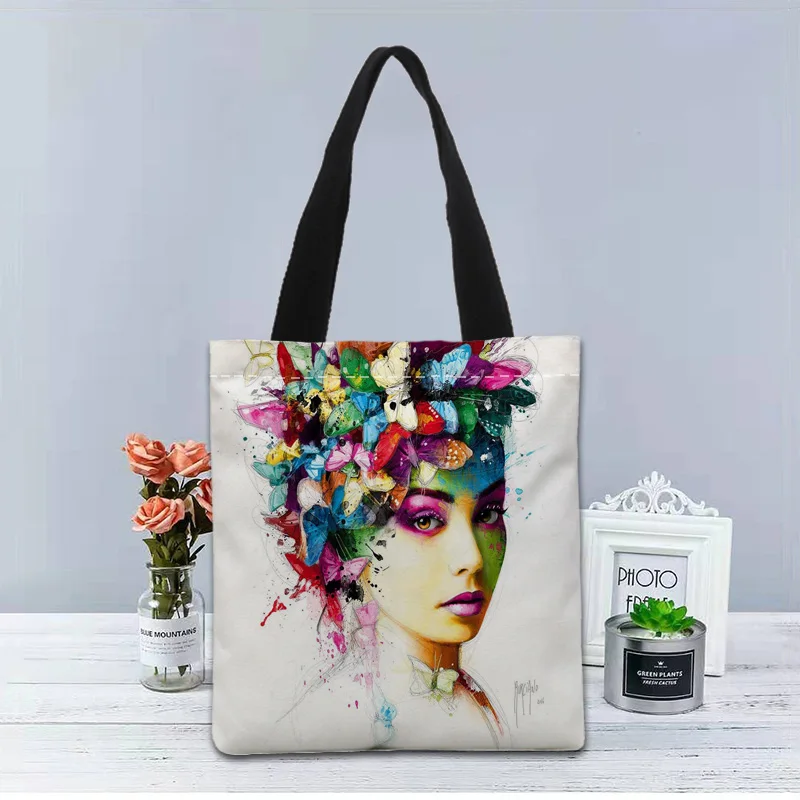 

Custom colorful paintings by patrice murciano printed Handbag canvas tote bags shopping travel Casual Useful Shoulder women bag