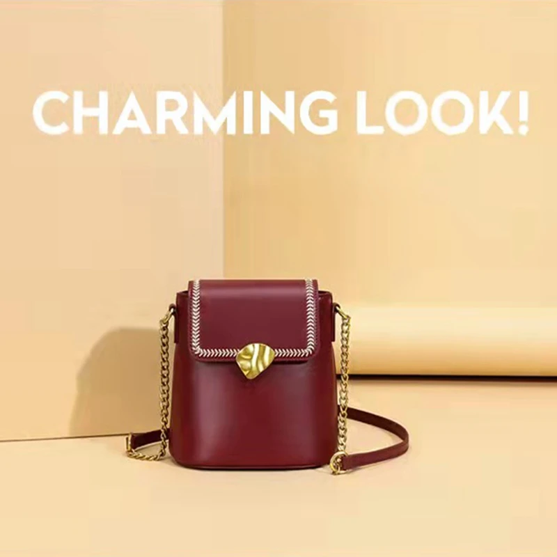 

Women's Bags 2021 Genuine Leathe Chain Fashion Versatile Messenger Bags