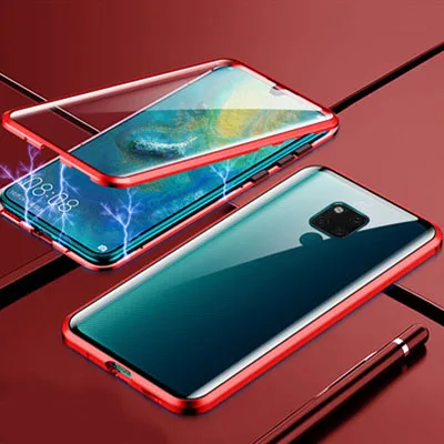 Магнитный адсорбционный чехол для huawei mate 20X5G металлическая рамка Прозрачный Закаленное стекло матовый чехол 20X5G Магнитные Флип-Чехлы mate 20X