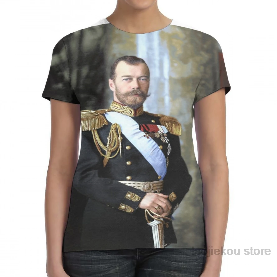 Tsar Nicholas II из России, Мужская футболка, женская модная футболка с принтом для девочек, футболки для мальчиков, летние футболки с короткими рукавами