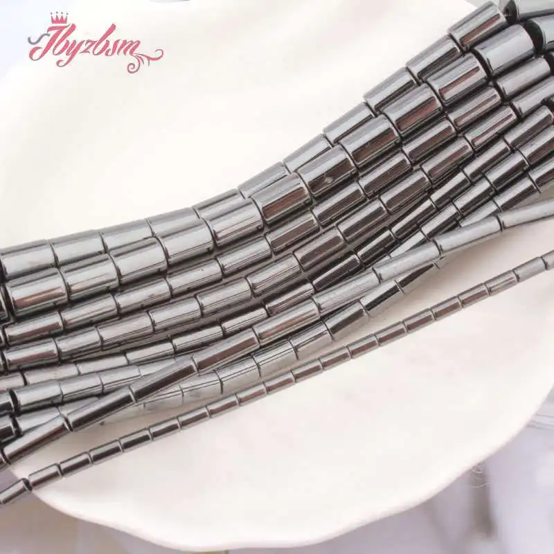 Бусины в форме колонны из гематита (без магнита) черные бусины натурального камня