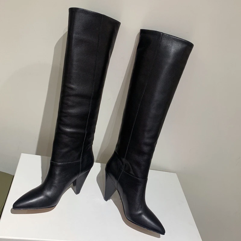 

Sexy High Boots Knee-High Pu Boots High Heels For Women Fashion Shoes 2021 Autumn Winter Booties Female Plus Size Free Shipping