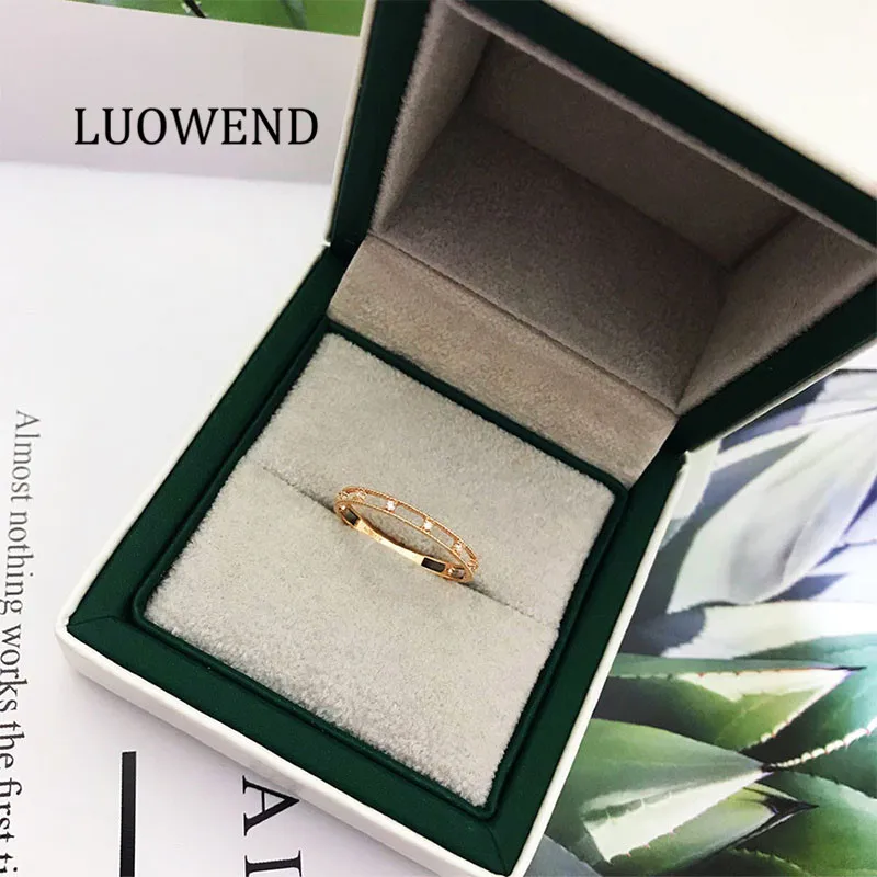 LUOWEND розовое золото 18 карат прекрасный Женское Обручальное Кольцо
