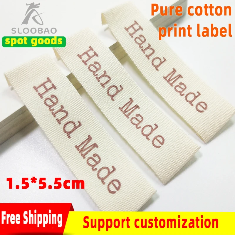FreeShipping100PcsHandMadeCottonWovenPrintedLabelsClothesGarmentTagsDIYScrapbookingCraftSewingAccessoriesSpotSupportCustomizatio|Этикетки