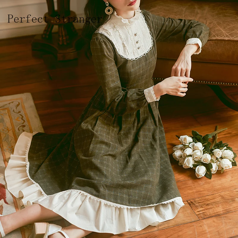 Осень 2019 Новое поступление элегантное кружевное клетчатое хлопковое длинное