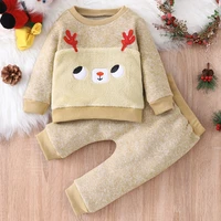 winter baby clothes baby boy clothes set 2 pcs sets embroidery deer long sleeve topstrousers warm soft baby girl clothes 0 24m