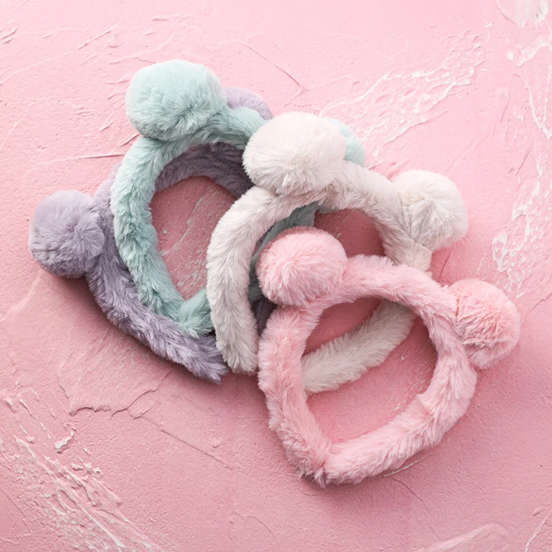 Новинка милая пушистая повязка на голову с медвежьими ушками для женщин и