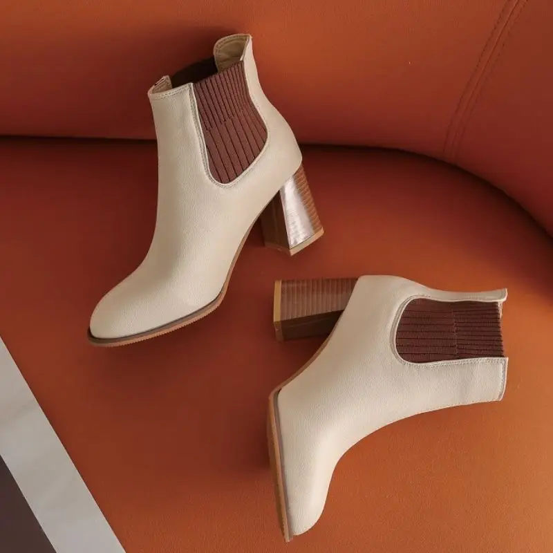 

KemeKiss Size 30-43 Women Ankle Boots Fashion High Heel Winter Shoes Woman Warm Short Boot Sexy Office Lady Daily Footwear