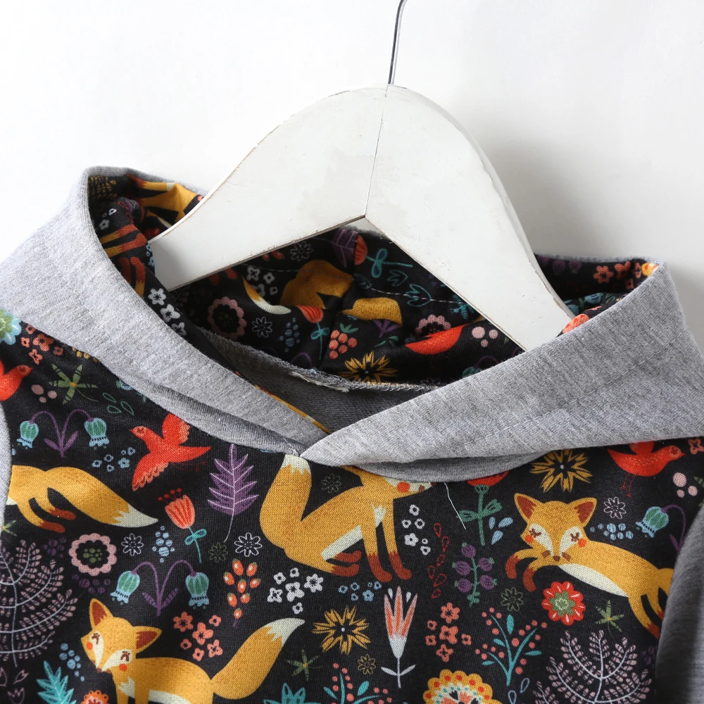 Высококачественные детские толстовки с мультяшным принтом лисы милая теплая