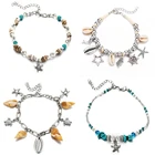 Miss JQ 4 океана стили оболочки ножной браслет для женщин Черепаха Раковина Морская звезда горный хрусталь серебряная нога Браслет лето пляж Шарм Jewely