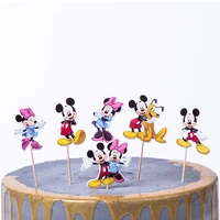 24pcs cartoon mickey minnie mouse cupcake toppers pick kids birthday party supplies wedding cake flag decorations girl gift new