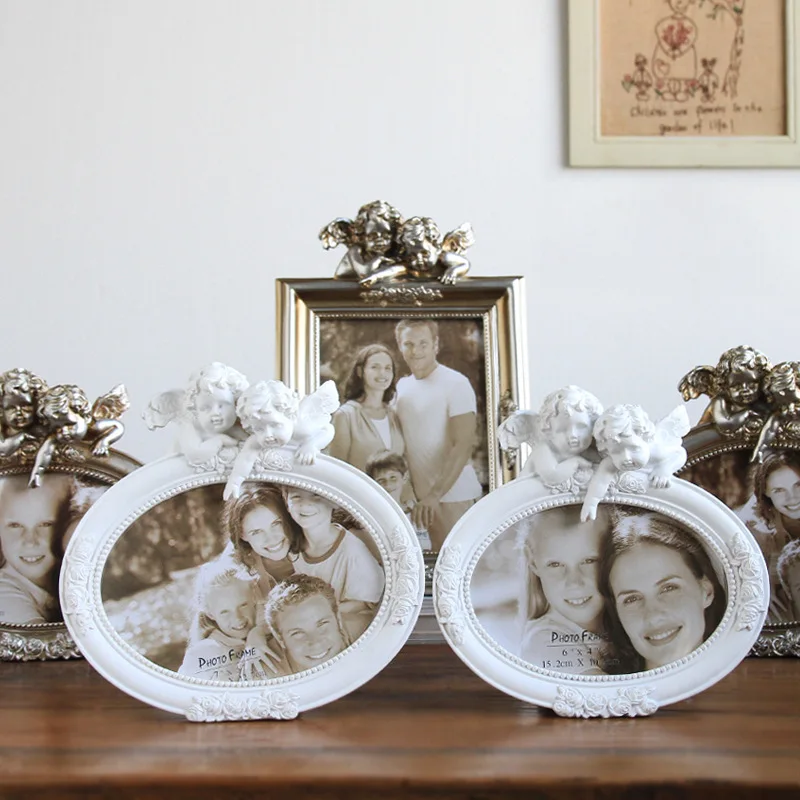 Винтажные Серебристые белые овальные полимерные фоторамки креативные