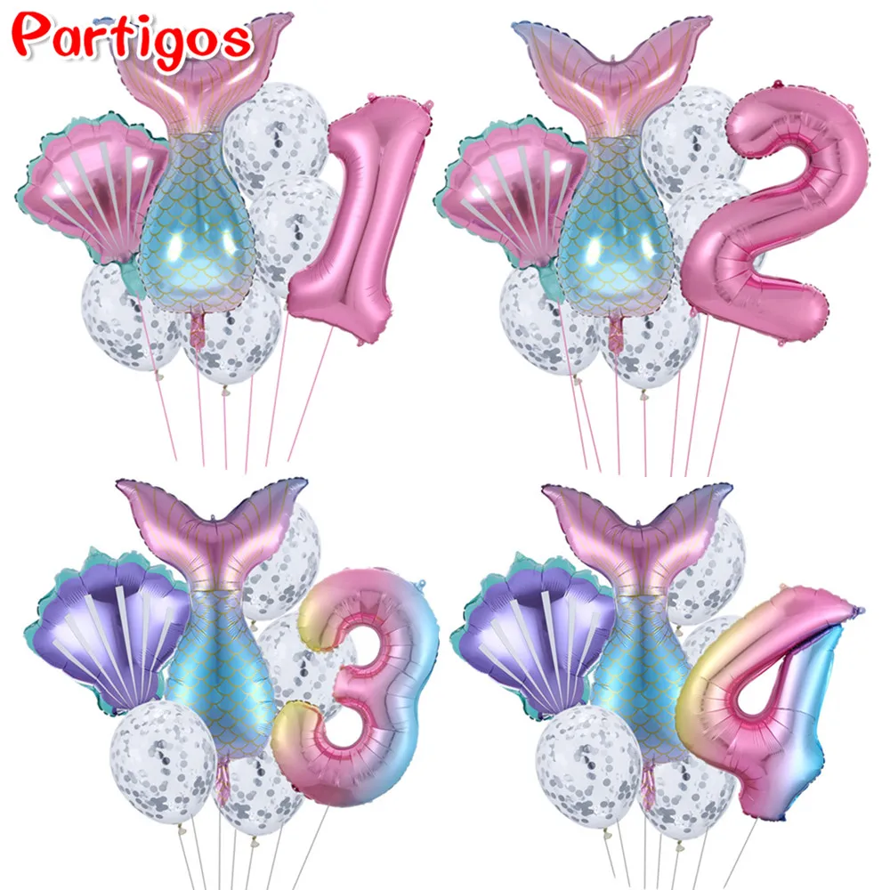 7 шт./лот Русалка Вечерние шары 30 дюймов номер воздушные из фольги для дня