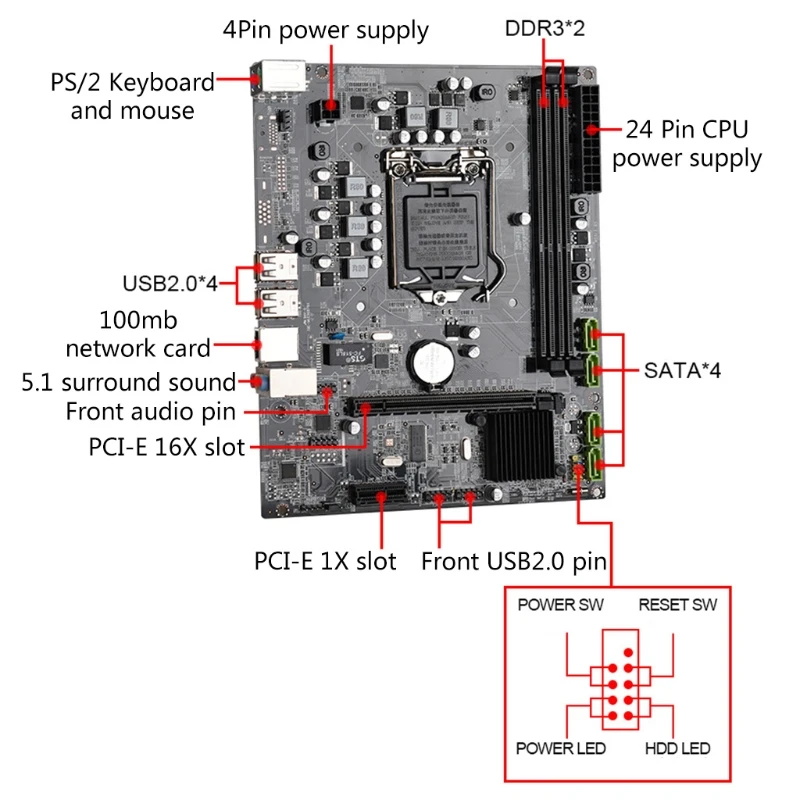 

P55 профессиональная настольная материнская плата LGA1156 CPU DDR3 x 2 Multi SATA2.0 8 x USB 2,0 PCI-E X16 поддерживает I3 I5 I7 Прямая поставка