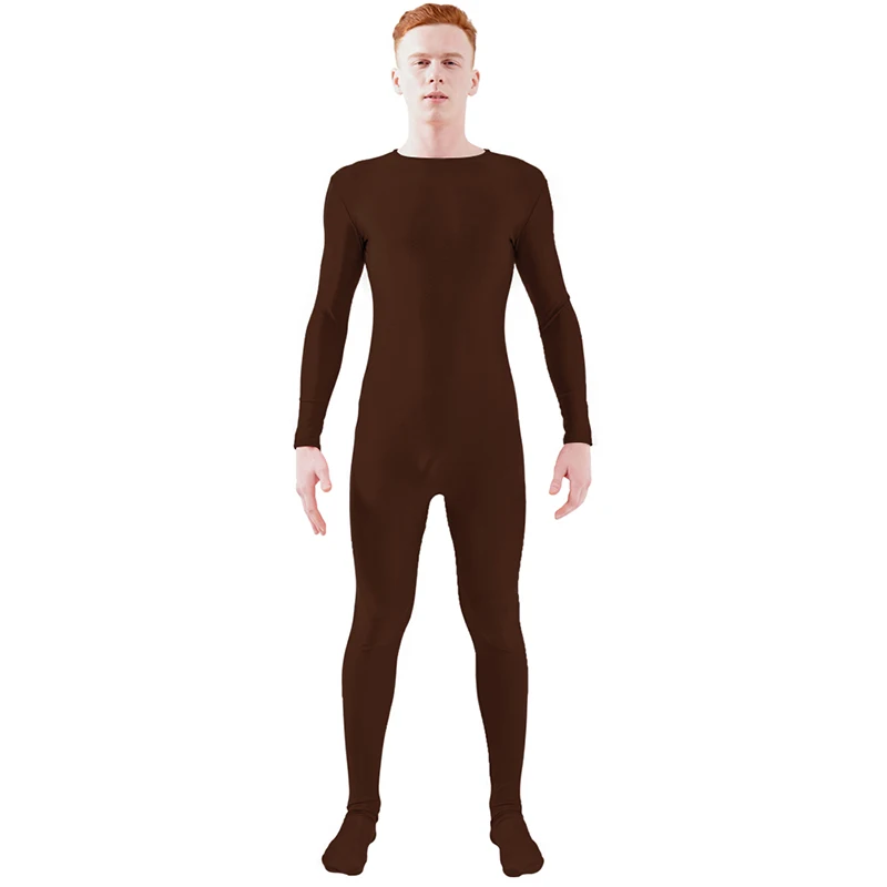 Dark Gray Ensnovo, блестящий комбинезон на молнии, Zentai, колготки для всего тела для мужчин, боди на заказ, костюм из цельного спандекса с длинным рукавом - Цвет: Dark Gray