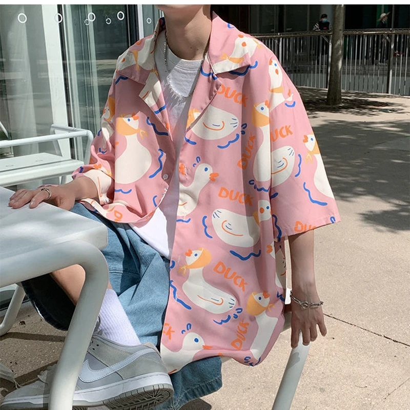 4XL Casual Shirts Anime Comics Men Summer Short Sleeve Shirt Women Oversized Funny Harujuku Blouse Hawaiian Beach Shirt 2021 New