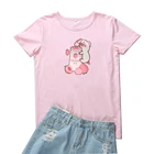 Женская футболка с рисунком в виде розовой свиньи, футболка с рисунком в виде милых животных, Женская свободная футболка с коротким рукавом, модная Готическая женская футболка