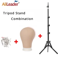 alileader 21 25inch block mannequin head with stand adjustable tripod for wig making training head holder hair extension display
