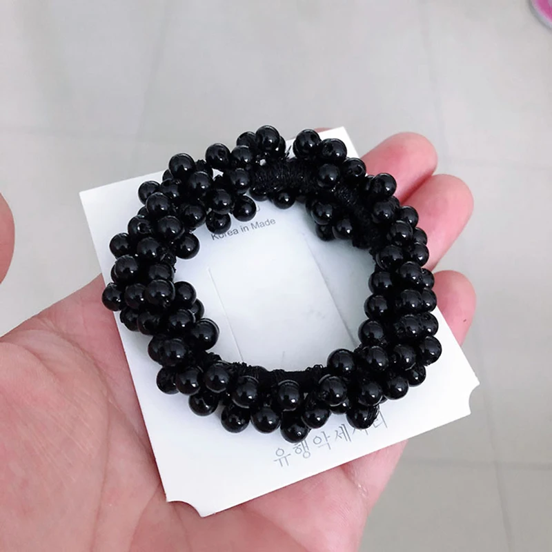 

Korean Woven Pearl Elastic Hair Bands for Women Hair Scrunchies Flower Bows Girls Rubber Rope Hair Accessories Ponytail Holder