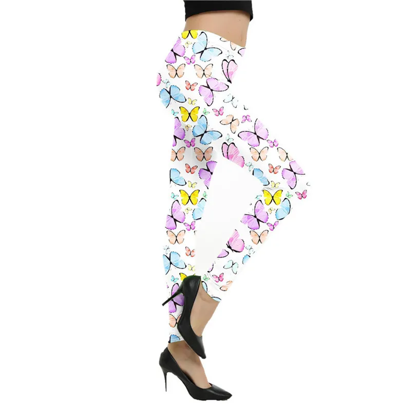 

YRRETY Sport Leggings High Waist Push Up Women Fitness Running Gym Pants Graffiti Cartoon Print Butterfly Spandex Workout Bottom