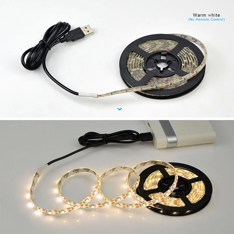 

2835 USB LED Strip 1M/2M/3M/4M/5M 5V Warm White Lights Charge to Power Bank Home Night Light Props for Room TV backlight