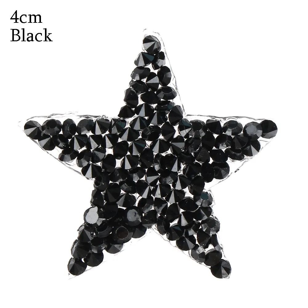 Black 4cm Стразы со стразами, Звездные нашивки, поделки, мотив, железные нашивки, аппликация для теплопередачи, одежда, сумка для обуви, много размеров - Цвет: Black 4cm