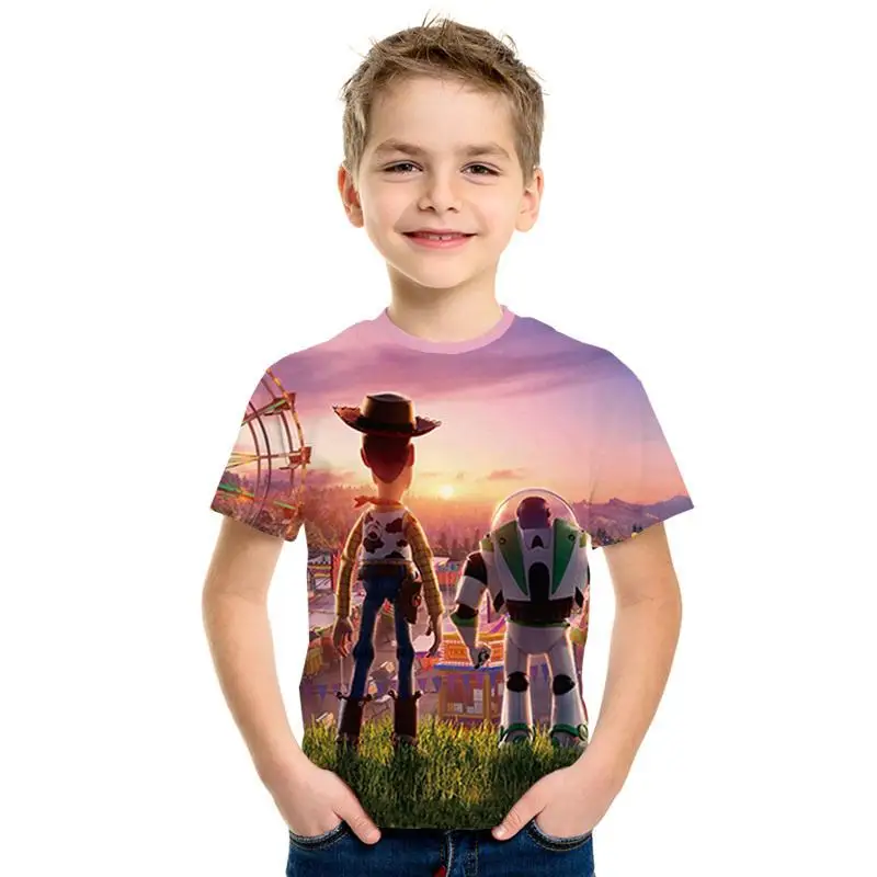 3D анимированная игрушка-Фотоаппарат, история 4, детская одежда с героями мультфильмов Милая рубашка для отдыха для мальчиков и девочек модная футболка с короткими рукавами для детей в стиле Харадзюку