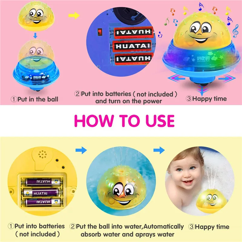 

Funny Infant Bath Toys Electric Induction baby ball sprinkler with Light Music Children Water Play Ball Bathing Toys Kids Gifts