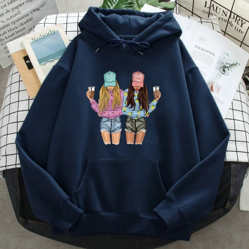 

Bff bela menina bebida café impressão com capuz masculino bolsos moda pullovers hip hop dos desenhos animados moletom harajuku .
