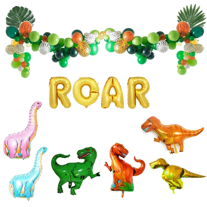 Jungle ROAR динозавр Фольга воздушные шары с изображениями животных для детей Зеленый