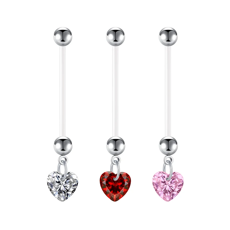 14 г кольца на пупок для беременных прозрачные гибкие спортивные с сердечками