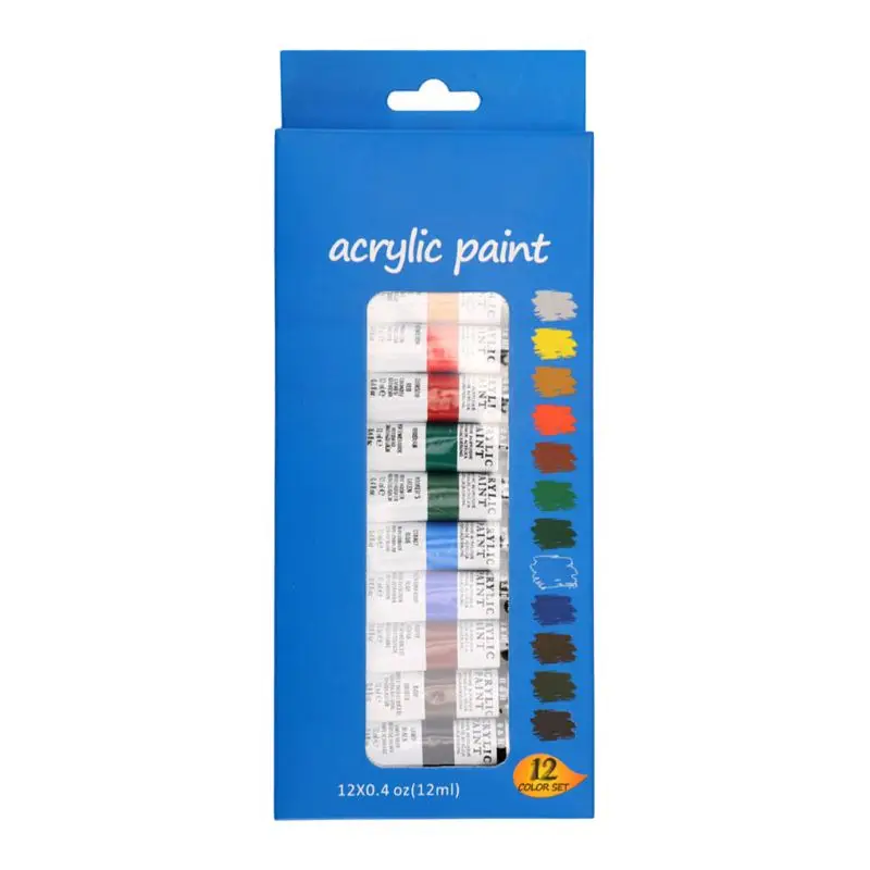 

12 Colors Acrylic Paints Set 12ml Tubes Drawing Painting Pigment