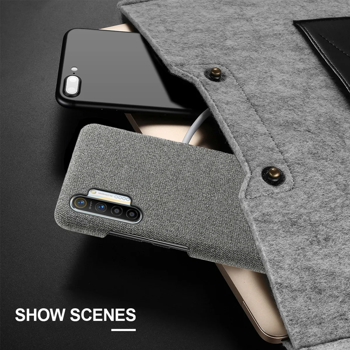 For Oppo Realme XT X2 Pro 5 Case Retro Woven Fabric Cloth Hard PC A9 (2020) Reno A Ace Reno2 Z 2 Phone Coque |