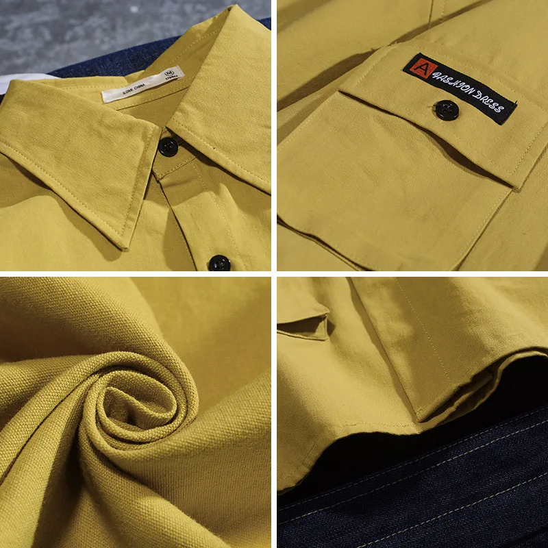 

FOJAGANTO Men's Summer Short-Sleeved Shirt Japanese Tooling Tide Brand Cardigan All-Match Loose Multi-Pocket Shirt Men