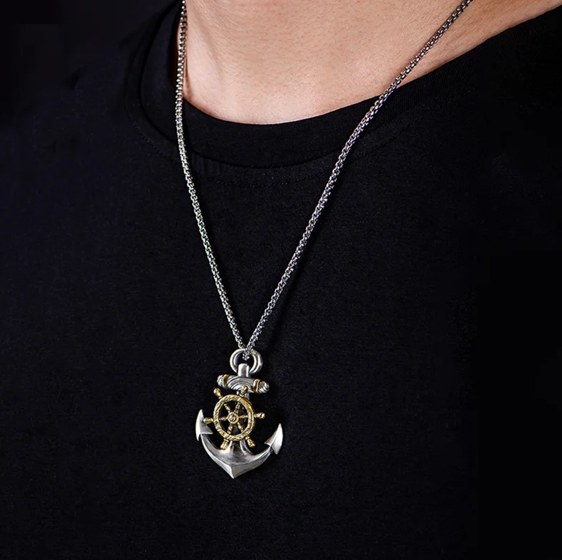 Модный Крест руль якорь позолоченная навигация Религиозная ожерелье в стиле
