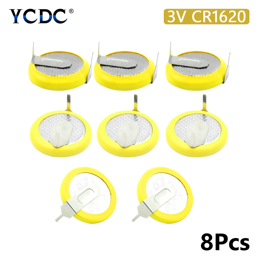 Кнопочная батарея CR1620 8 шт./лот 3 в литиевые батареи CR 1620 с 2 контактами для часов
