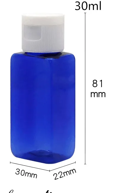 

Free Shipping 30 ml Pink Clear Blue Brown Plastic Square Bottle White Flip Cover Perfume Empty Cosmetic Containers Wholesale