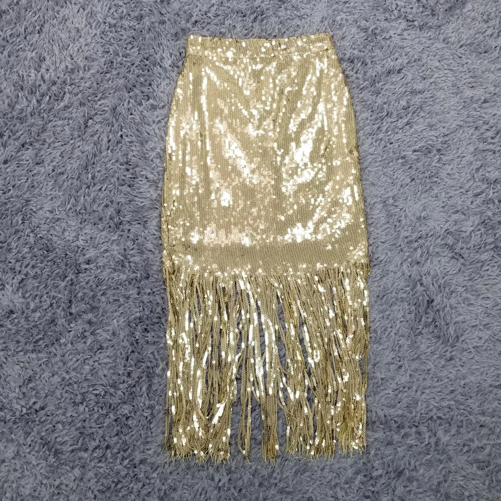 Винтажная юбка-карандаш средней длины, с блестками, Весенняя блестящая юбка с кисточками от AliExpress WW