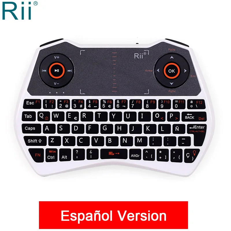 Spanish Version Rii i28C русская французская мини беспроводная клавиатура с подсветкой 2,4 ГГц воздушная мышь с портативной сенсорной панелью для мини-ПК X96 Android tv Box - Цвет: Spanish Version